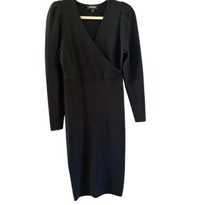 Express Women’s Black Long Sleeve Sweater Dress puff long sleeves size XS